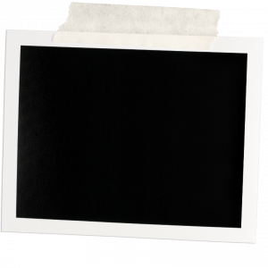 Schwarzes Polaroid mit Klebestreifen als temporärer Platzhalter für zukünftigen Inhalt.